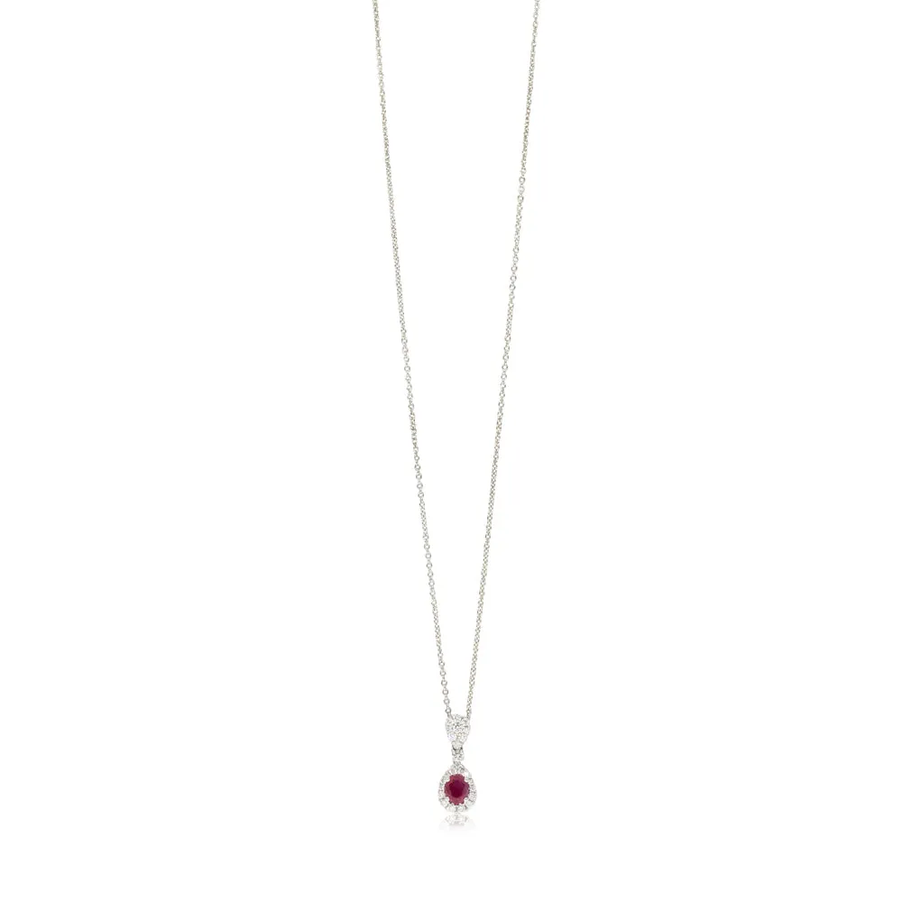 18ct White Gold .70ct Ruby & Diamond Necklace