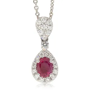 18ct White Gold .70ct Ruby & Diamond Necklace