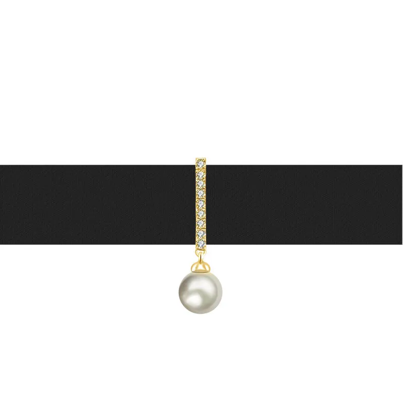 18k Gold 2 ways Line Shaped Diamond Necklace with Pearl
