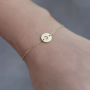 18k Gold Filled Custom Bracelet | Personalized Disc Bracelet | Initial Bracelet