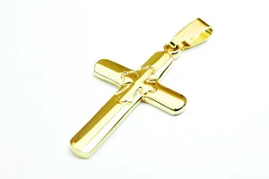 18k gold filled tarnish resistant cross pendant charm size 37x23mm christian religious cross for rosary or any jewelry making