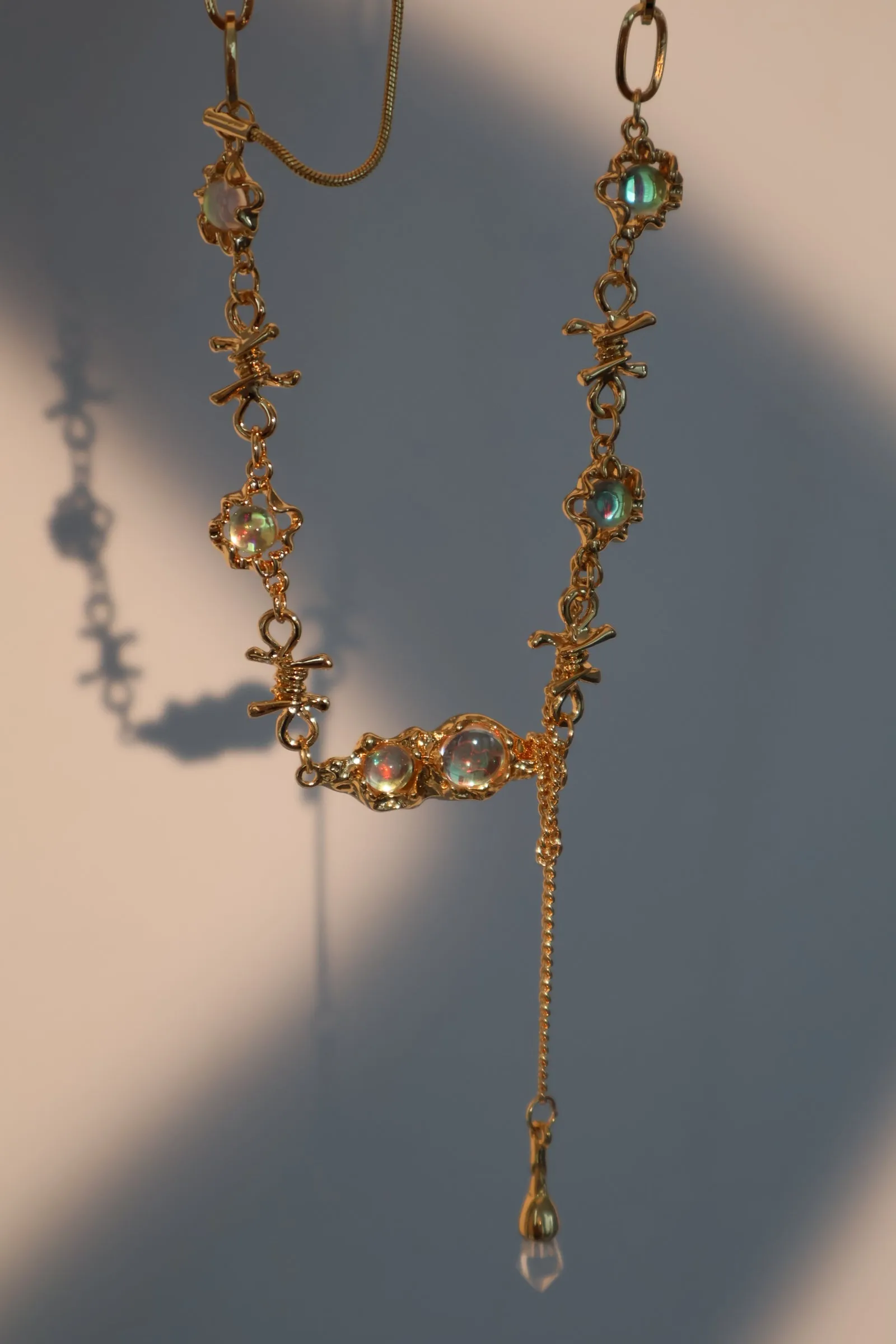 18K Real Gold Plated Opal Twist Necklace