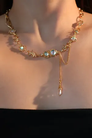 18K Real Gold Plated Opal Twist Necklace