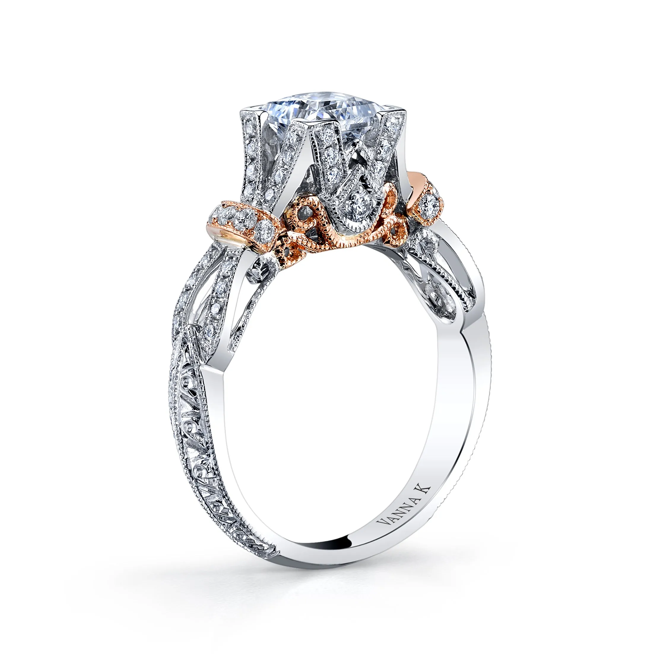 18K Two Tone Diamond Engagement Ring