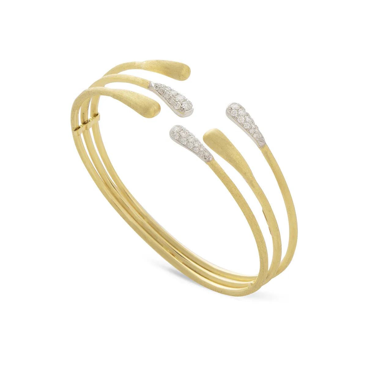 18K Yellow Gold and Diamond Three Row Cuff