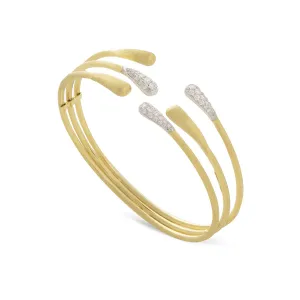 18K Yellow Gold and Diamond Three Row Cuff