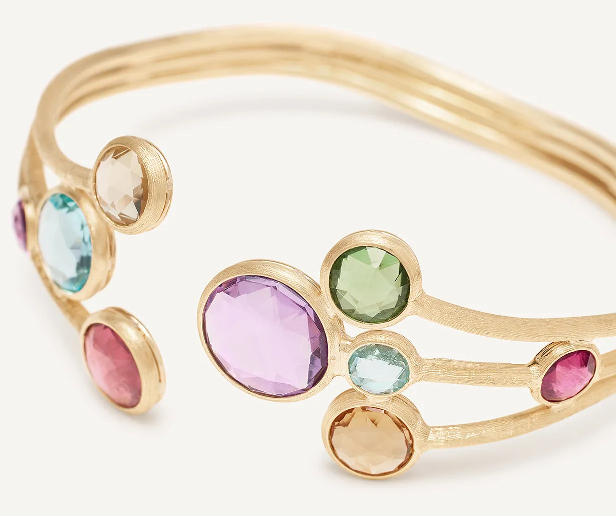 18K Yellow Gold Gemstone Cuff