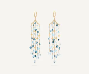 18K Yellow Gold Mixed Topaz Five-Strand Chandelier Earrings
