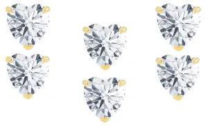 18k Yellow Gold Plated 3Ct Heart White Sapphire Set Of Three Stud Earrings