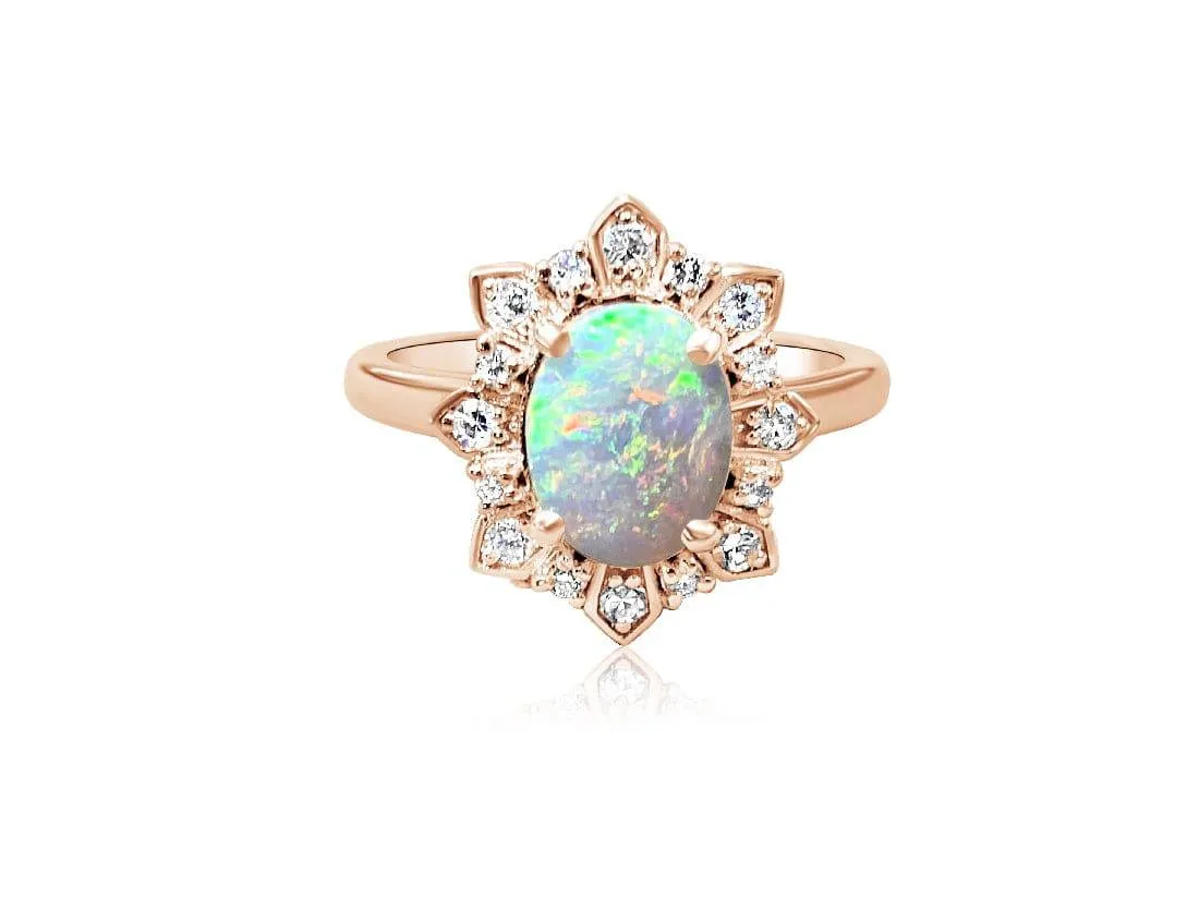 18kt Rose Gold Opal and Diamond ring