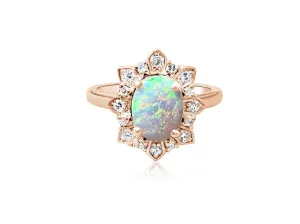 18kt Rose Gold Opal and Diamond ring