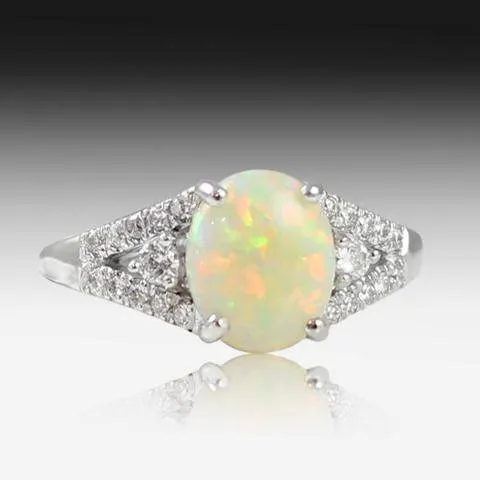 18kt White Gold Opal and Diamond ring