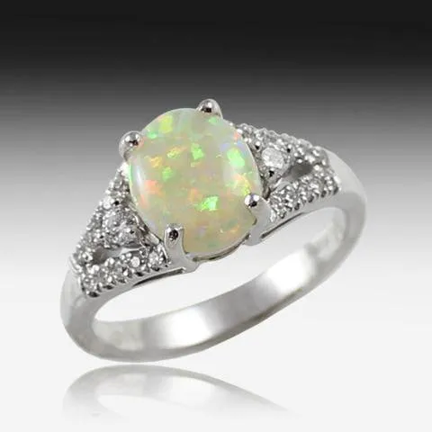 18kt White Gold Opal and Diamond ring