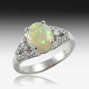 18kt White Gold Opal and Diamond ring