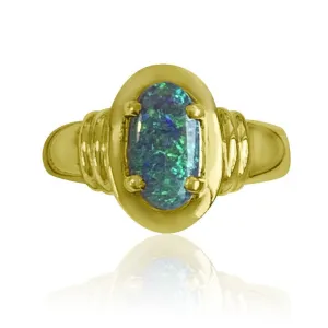 18kt Yellow Gold Black Opal ring