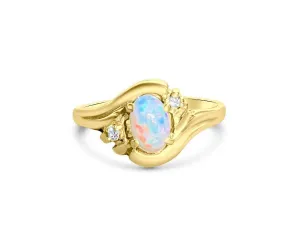 18kt Yellow Gold Opal and diamond ring
