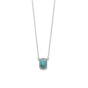 18"   2" Oxidized Rope Edge Turquoise Necklace