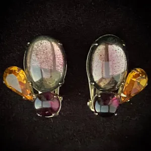 1950s Coro Cabochon & Rhinestone Earrings