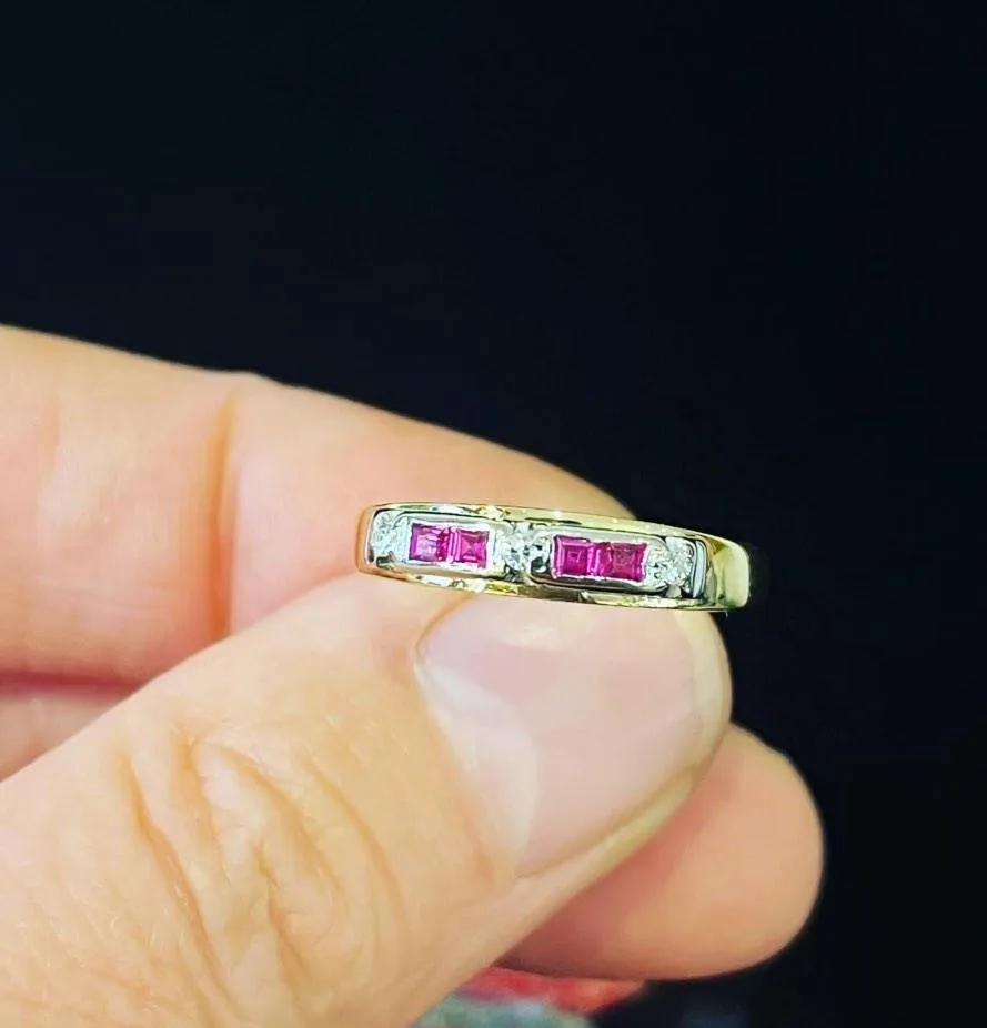 1970s Ruby and Diamond Wedding Ring
