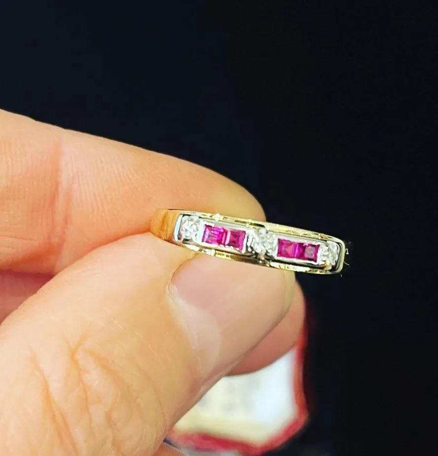 1970s Ruby and Diamond Wedding Ring