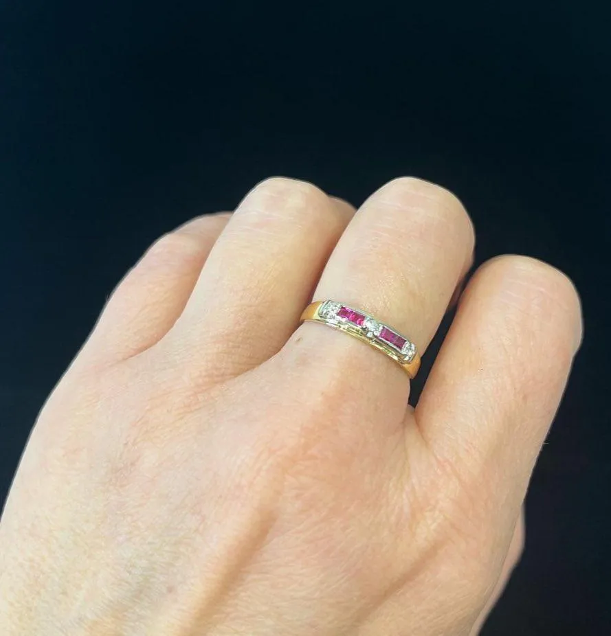 1970s Ruby and Diamond Wedding Ring