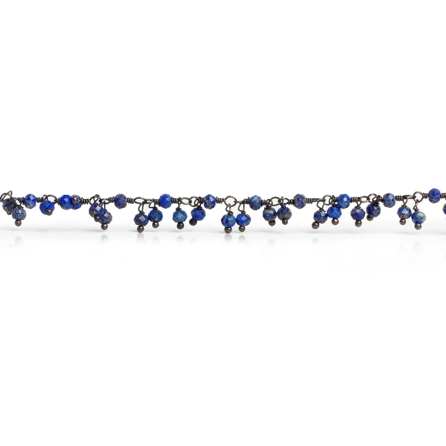 2.5mm Lapis Lazuli Round Black Gold Dangling Chain 85 beads
