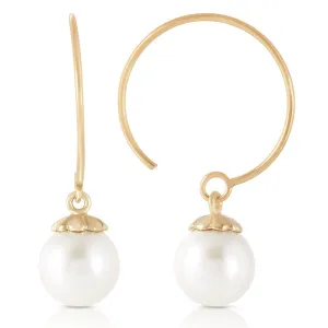 4 Carat 14K Solid Yellow Gold Circle Wire Earrings Natural Pearl