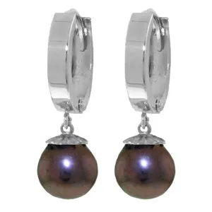 4 Carat 14K Solid Yellow Gold Hoop Earrings Natural Black Pearl