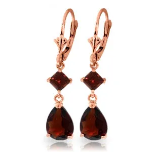 4.5 Carat 14K Solid Rose Gold Garnet Cabernet Earrings