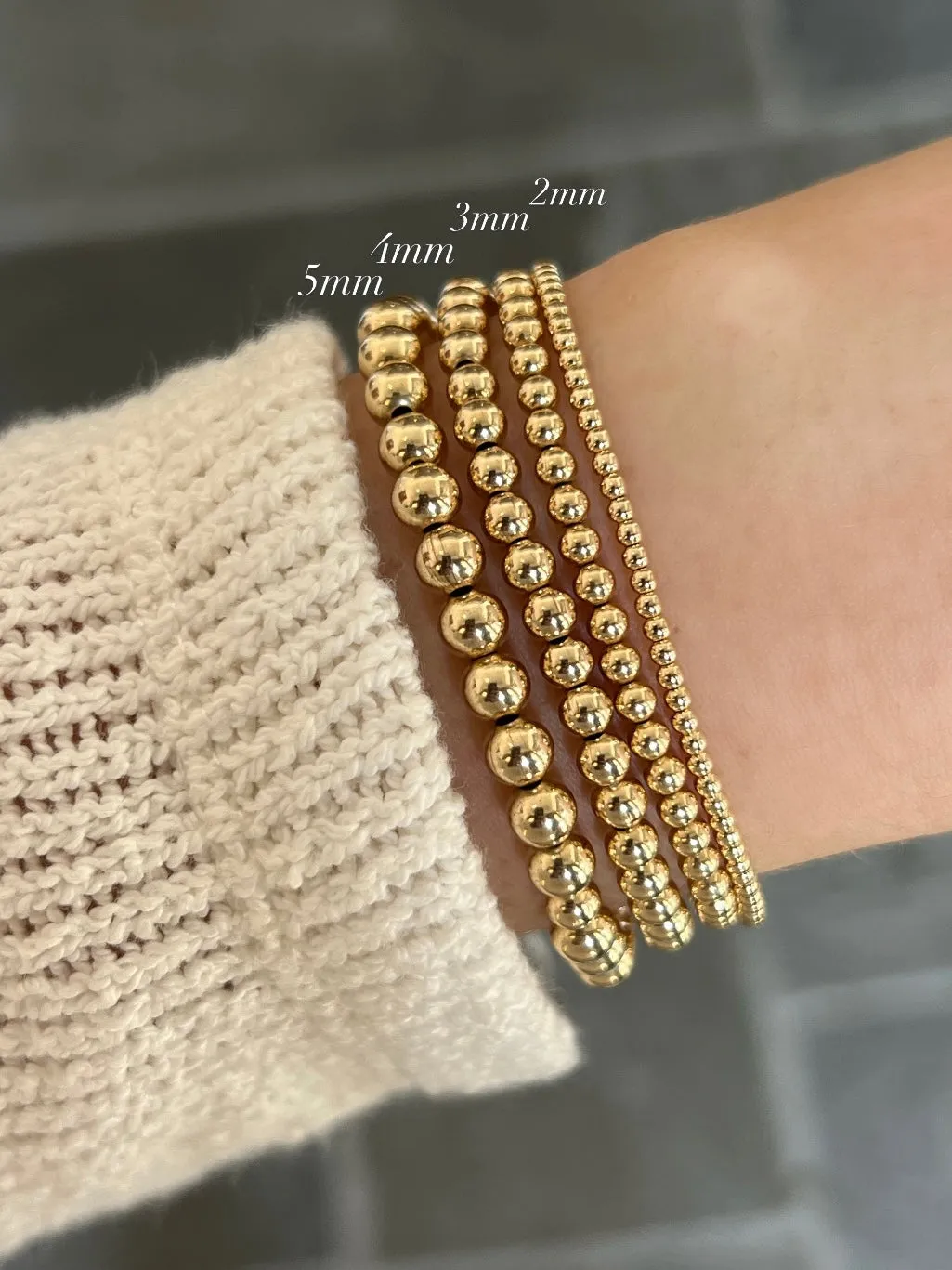4mm Gold Bead Stretch Bracelet