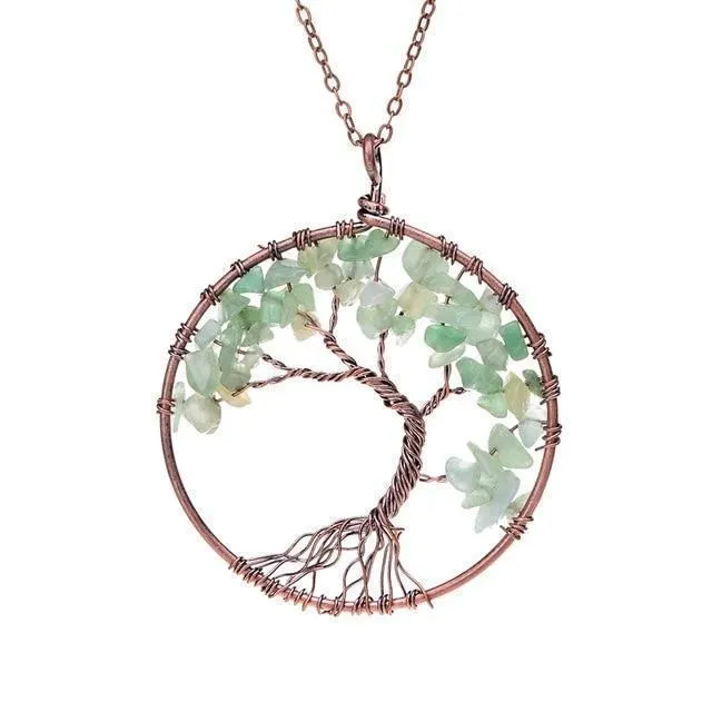 7 Chakra Natural Stone Tree of Life Necklace Crystals Nature Life Women Necklace