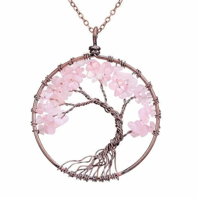7 Chakra Natural Stone Tree of Life Necklace Crystals Nature Life Women Necklace
