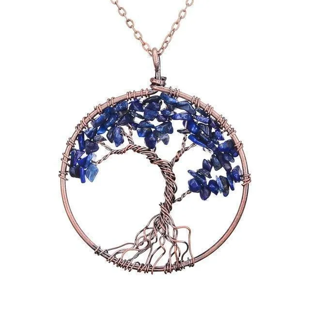 7 Chakra Natural Stone Tree of Life Necklace Crystals Nature Life Women Necklace