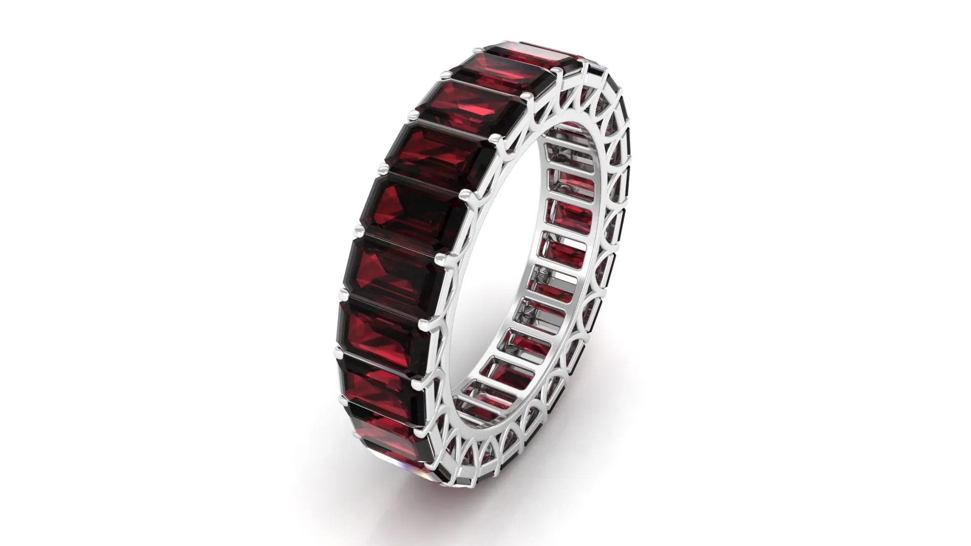 7.25 CT Octagon Cut Garnet Eternity Ring in Prong Setting
