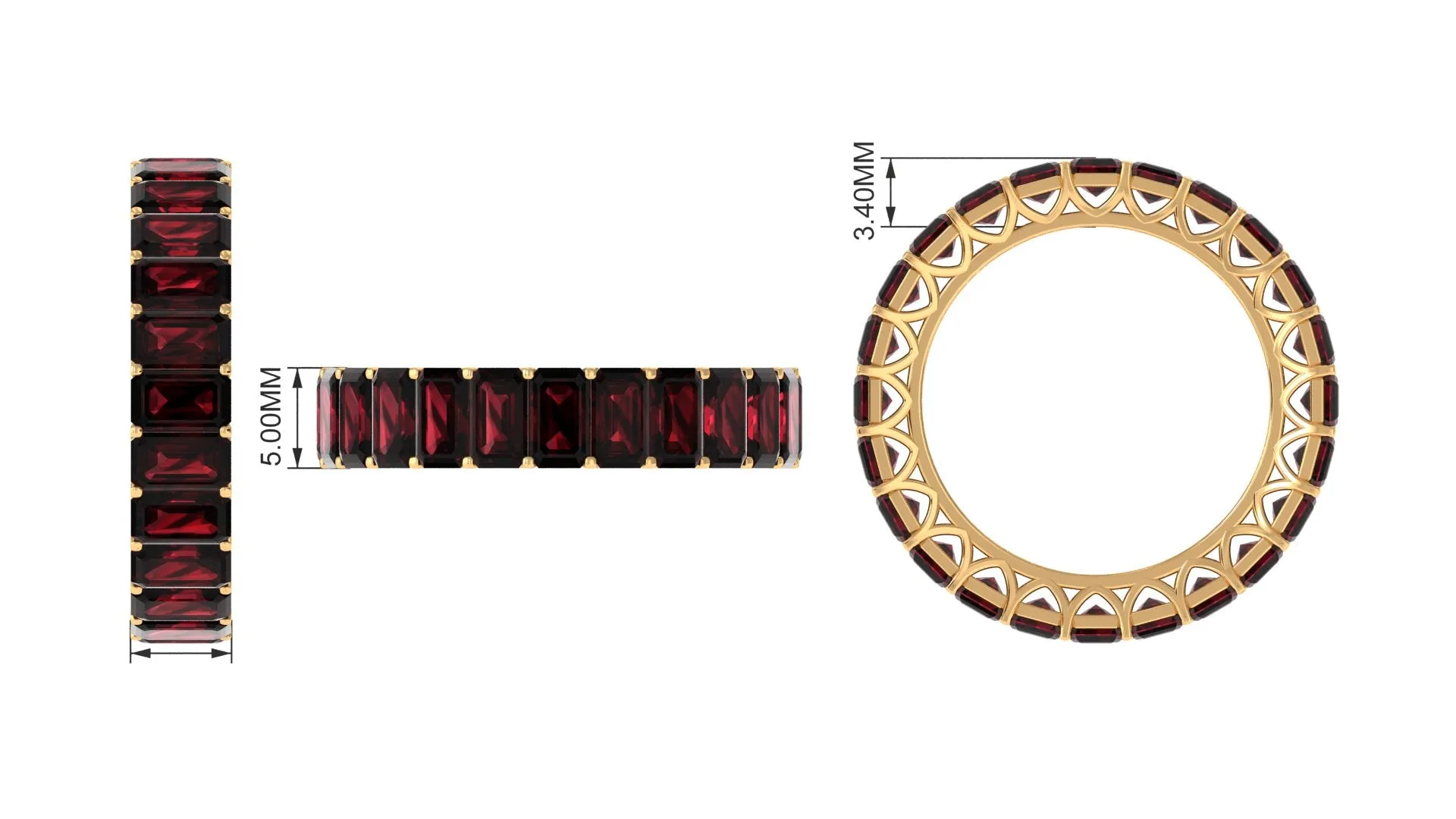 7.25 CT Octagon Cut Garnet Eternity Ring in Prong Setting