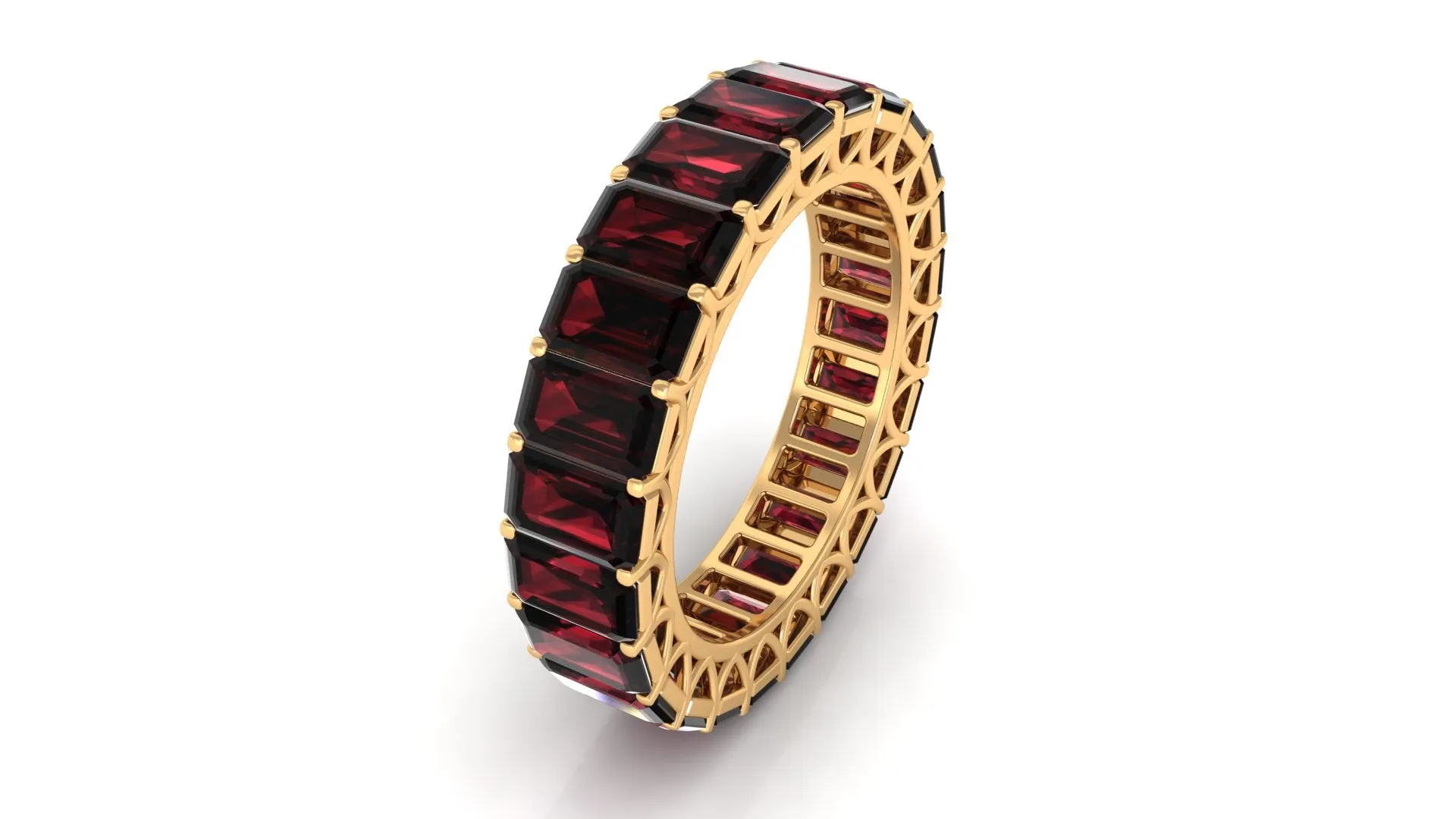 7.25 CT Octagon Cut Garnet Eternity Ring in Prong Setting