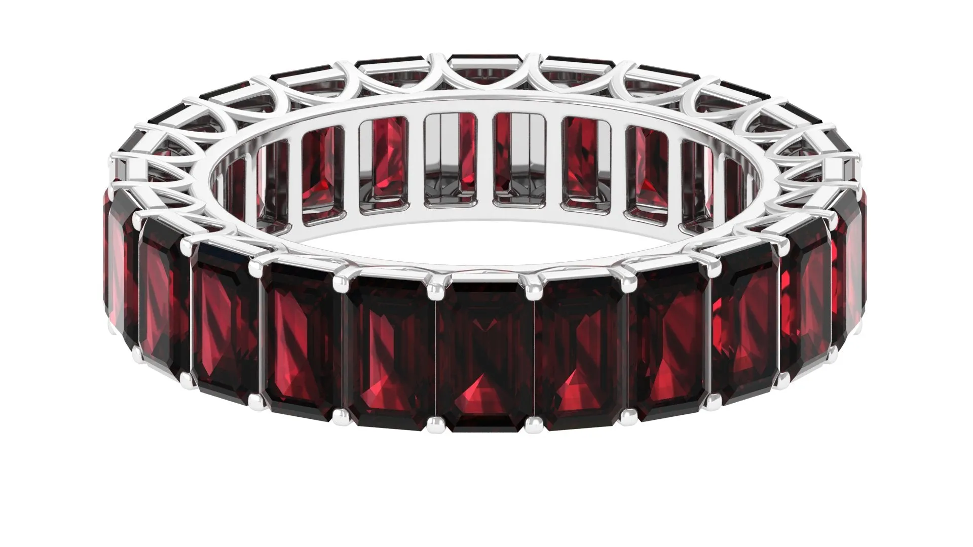 7.25 CT Octagon Cut Garnet Eternity Ring in Prong Setting