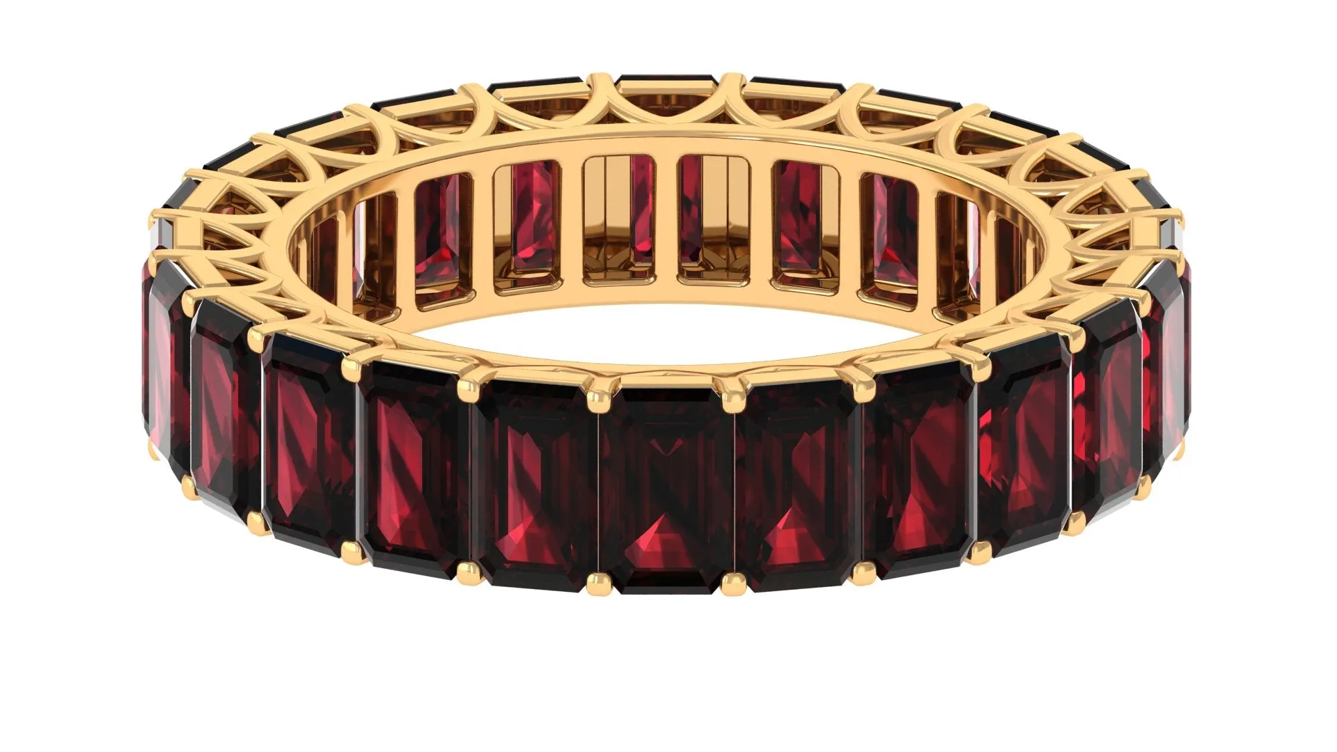 7.25 CT Octagon Cut Garnet Eternity Ring in Prong Setting