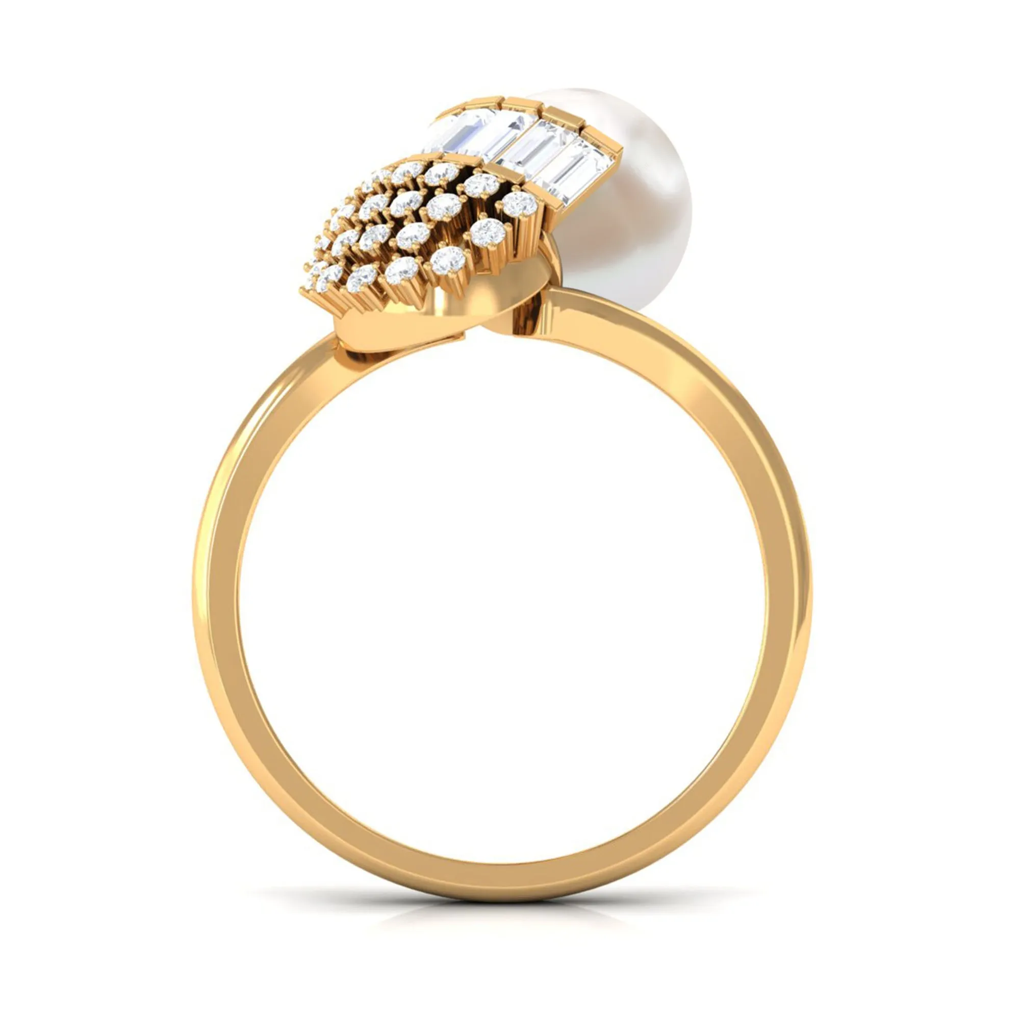 8.25 CT Freshwater Pearl and Diamond Cocktail Engagement Ring