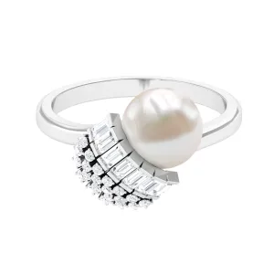 8.25 CT Freshwater Pearl and Diamond Cocktail Engagement Ring