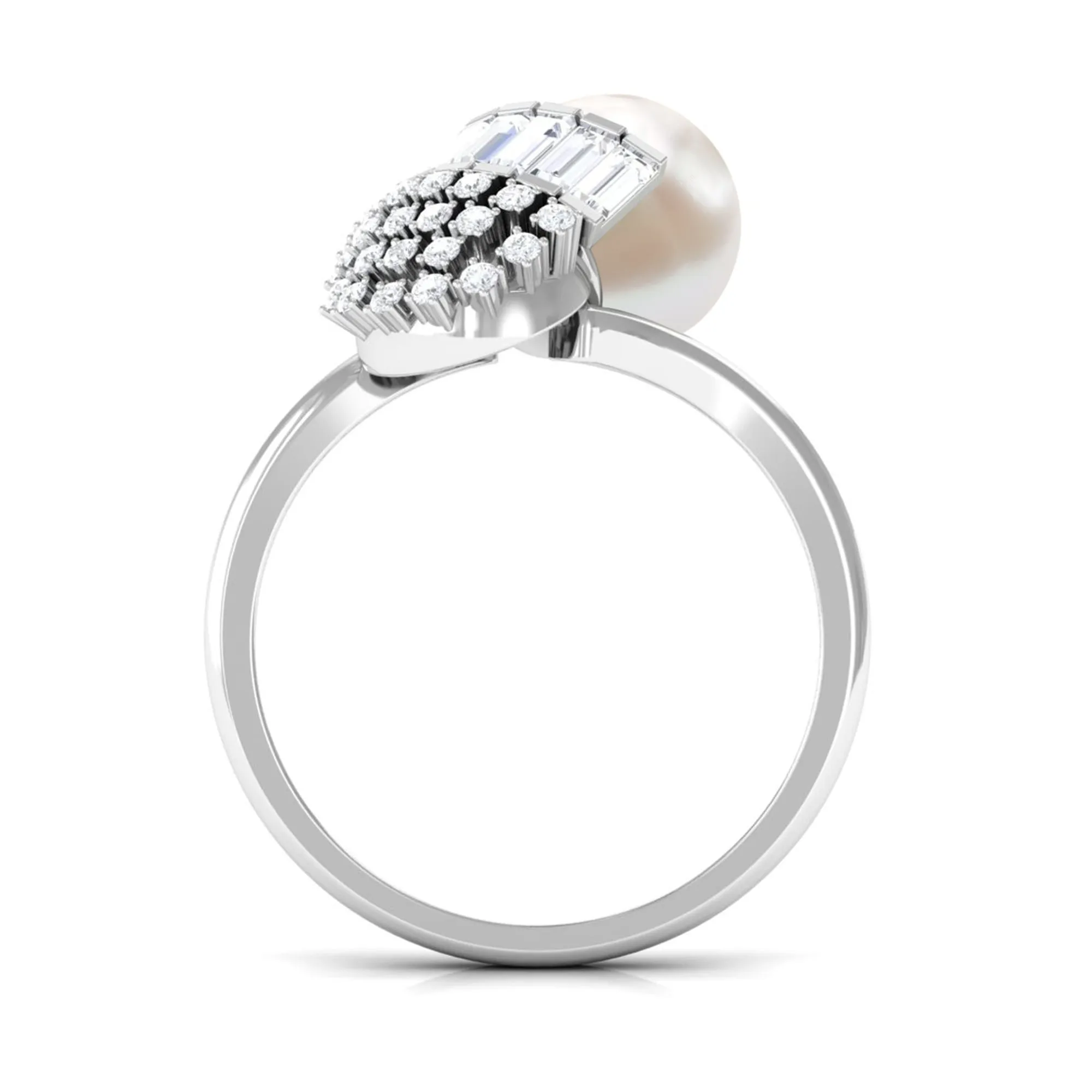 8.25 CT Freshwater Pearl and Diamond Cocktail Engagement Ring
