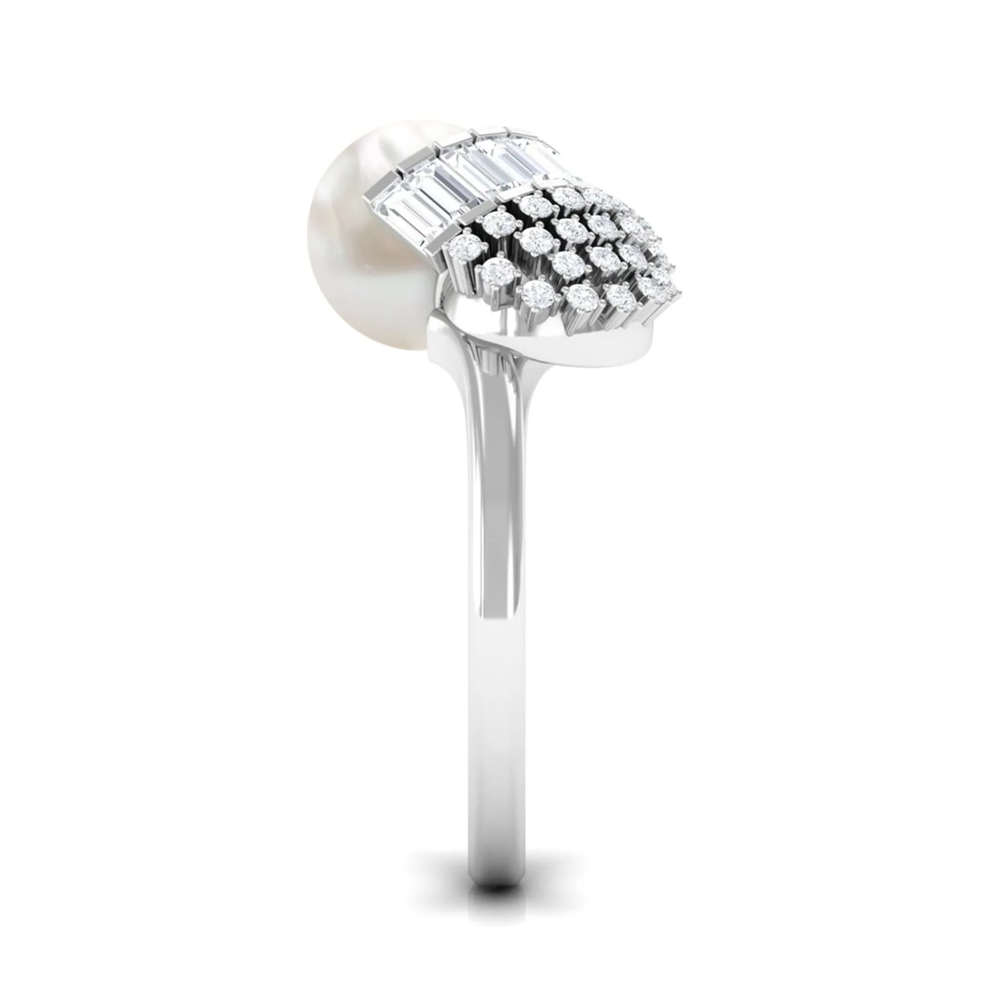 8.25 CT Freshwater Pearl and Diamond Cocktail Engagement Ring