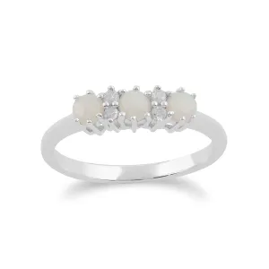 9 karat Weißes Gold Opal & Diamant Ringe
