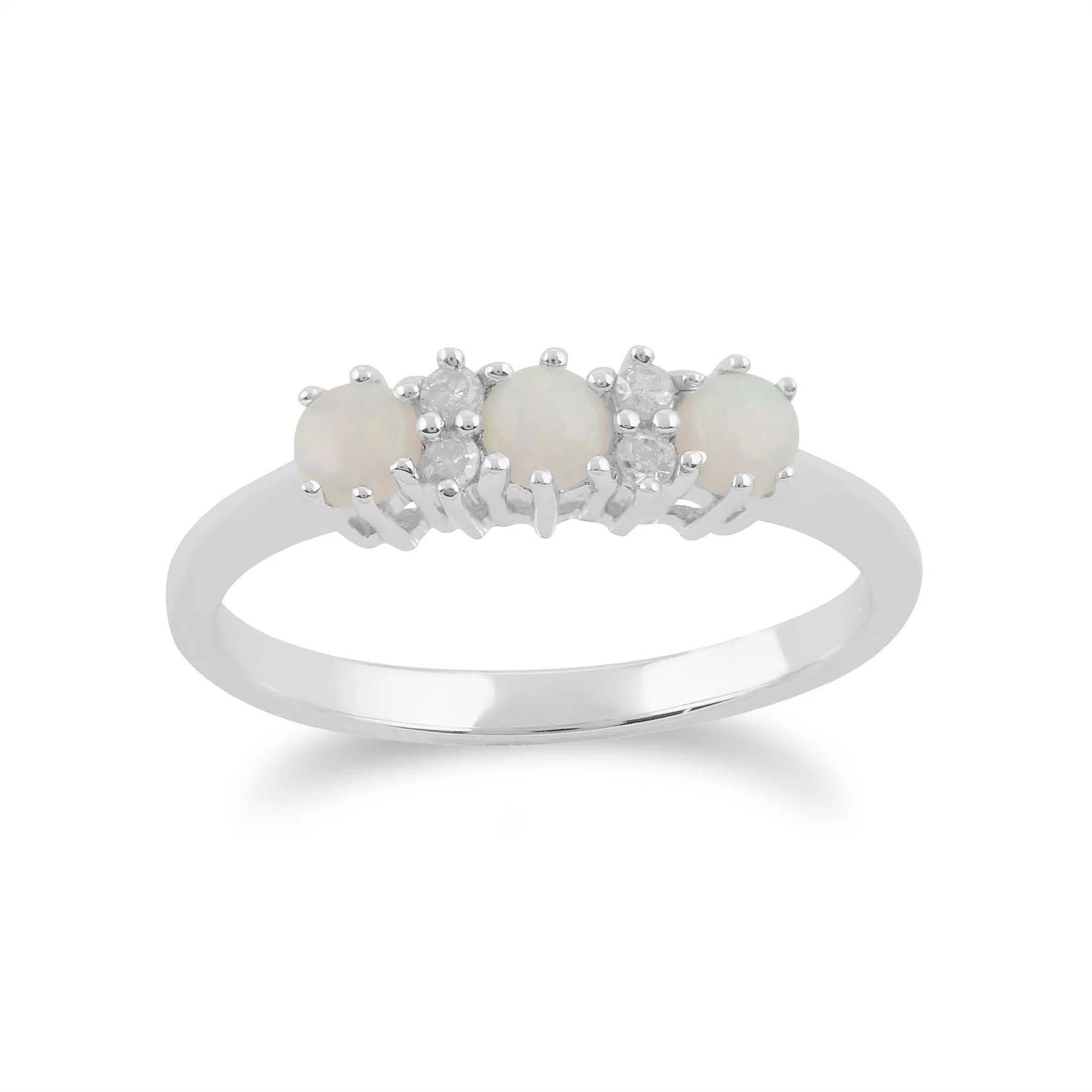 9 karat Weißes Gold Opal & Diamant Ringe