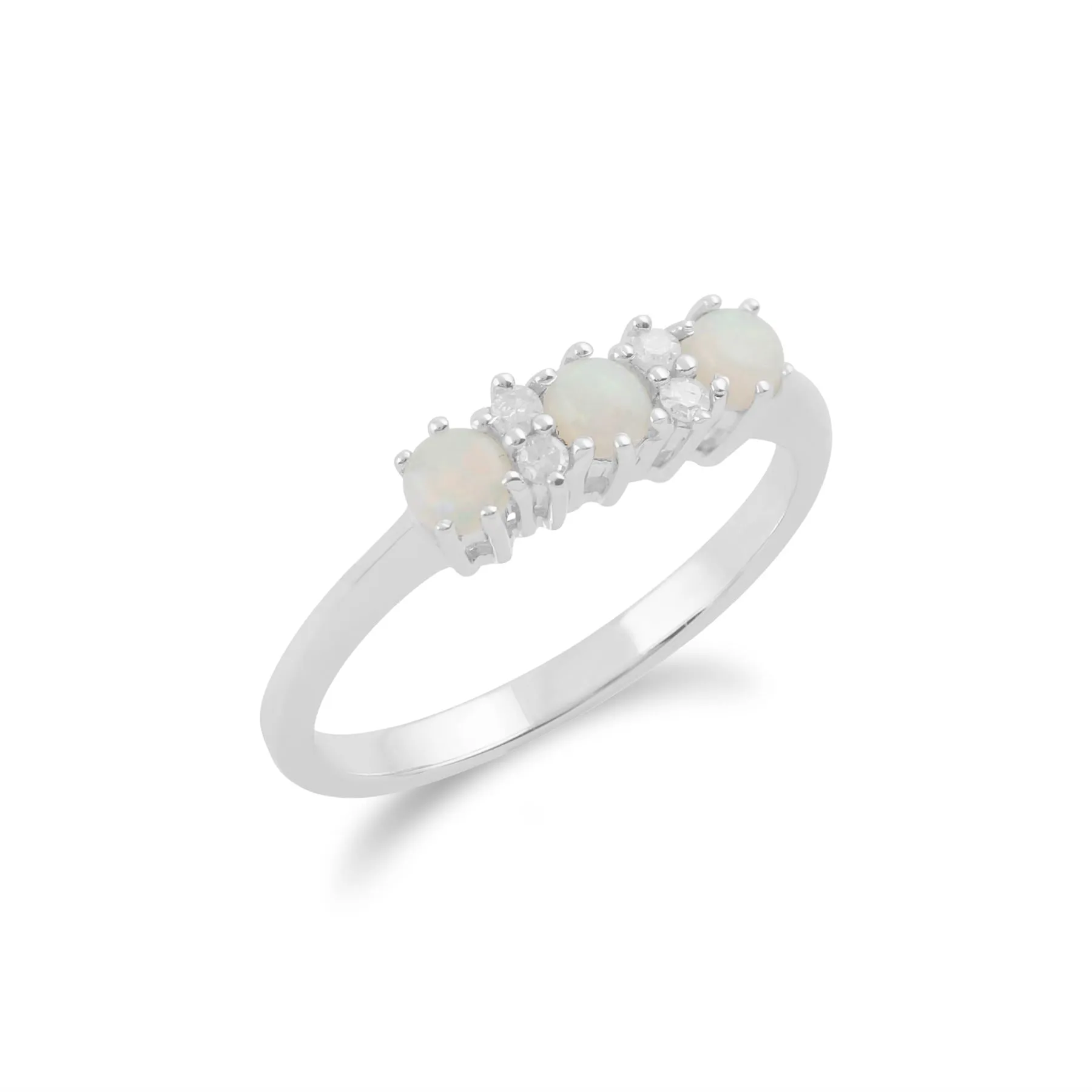 9 karat Weißes Gold Opal & Diamant Ringe