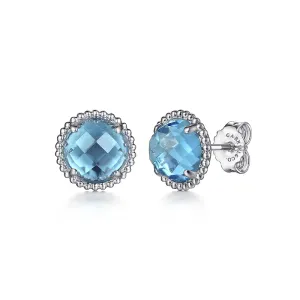 925 Sterling Silver Bujukan Blue Topaz Stud Earrings