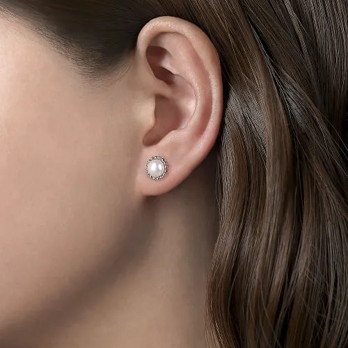 925 Sterling Silver Bujukan Pearl Stud Earrings