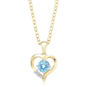 9ct Yellow Gold Diamond Set & Blue Topaz Pendant