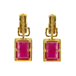 Alexandra Earrings - Ruby Quartz