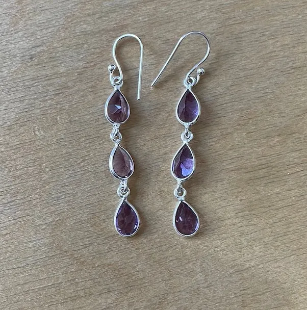 Amethyst Hook Earrings (CH41)